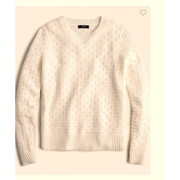 J. Crew Ivory Pointelle Crewneck Sweater - Picture 3 of 13